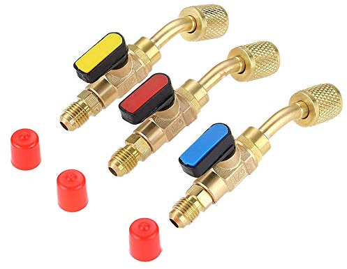 BOENMO Kompaktes Kugelventil mit einem von 1/4 SAE, Kältemittel Absperrventil R410A R134A der Klimaanlage, 3 Absperrventile R410A R134A