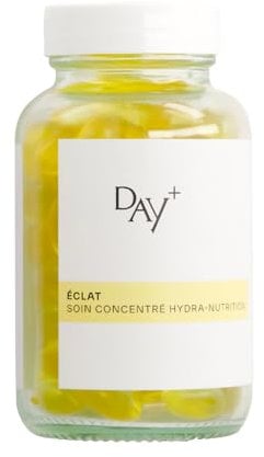 DAY+ | Soin Concentré Hydra-Nutrition | Complément alimentaire Éclat | Répare & Apaise les peaux sensibles, Repulpe la peau | 3 huiles : Chia, Onagre, Bourrache | 90 capsules Vegan