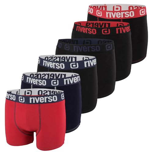 riverso Boxershorts Herren RIVOle 6er Pack Unterhosen Unterwäsche | Retroshorts Set Boxer Shorts Stretch Schwarz Grau Blau Weiß Grün Rot Orange Gelb S M L XL XXL 3XL