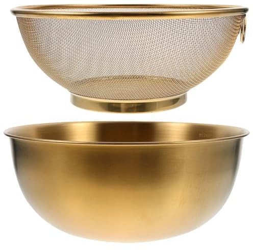 Cabilock Panier D'Égouttage Multifonctionnel En Acier Inoxydable 24X24X10.5Cm Avec Bol Pour Fruits Légumes Et Riz Ensemble Pratique De 2 Pièces