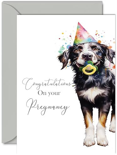 Karte zur Geburt für zukünftige Eltern – Party Hund – Schwangerschafts-Baby On The Way Karten, Expecting A Baby, Glückwunschkarten für neue Mutter, A5 Baby-Grußkarten für zukünftige Mama Papa