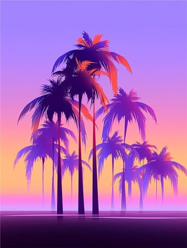 Malen Nach Zahlen Kokusnuss-Palme, 60x80cm DIY Malen Nach Zahlen Erwachsene Ozean, DIY Kreativ Set für Erwachsene Handgemalt Ölgemälde Kits auf Leinwand Geschenk, Acryl-Malen Nach Zahlen für Wanddeko