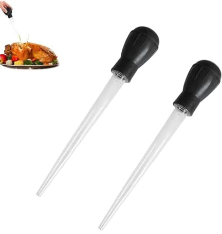 2 Pcs Turkey Baster Large,Chicken Basting Cooking Pipette,Aquarium Injector, Plastic Dropper Rubber Head