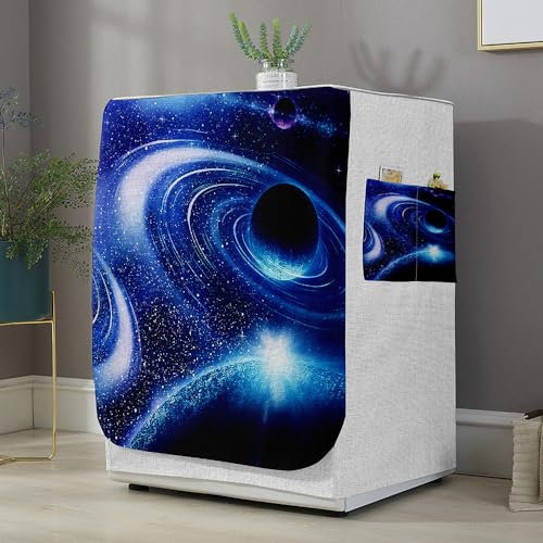 Highdi Funda de Lavadora Cubierta Exterior Patrón de Cielo Estrellado,Adapta a la Mayoría de Lavadoras y Secadoras de Carga Frontal Protector Solar a Prueba de Polvo (H,M Capacidad 8~10KG)