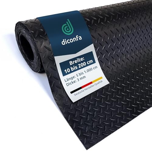 diconfa Gummimatte Diamant Tränenblech 3mm DICK, 0,6m BREIT, 8m LANG | Antirutschmatte NACH Maß - BREITE 0,1 bis 2,0m - LÄNGE 0,1 bis 10m - GRÖßE: 60cm x 800cm - GERUCHSARM Gummiläufer