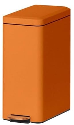 Suixtil Rechteckiger Treteimer Edelstahl Mülleimer Küche Wohnzimmer Toilette Kleiner Mülleimer Kücheneimer mit Deckel, Pedal und herausnehmbarem Inneneimer(Leuchtendes Orange 10L)