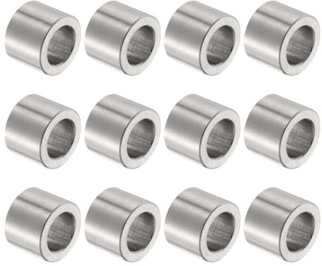 QUARKZMAN 12 Pcs Espaciador de Acero Inoxidable 10.2mm Orificio x 16mm Diámetro Exterior x 12mm Longitud Casquillo de Tornillo Acabado Liso Espaciador, Pernos y Varillas M10