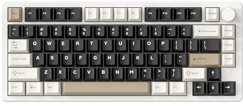 Hoopond X ATTACK SHARK X86 Wireless Mechanical Keyboard,Full Aluminum CNC,BT5.0/2.4Ghz/USB-C Wired,75% Knob Control 4000mAh Gaming Keyboard,Hot-Swap Customized Linear Switch for PC/Win/Mac-Milk White