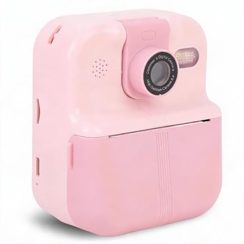 Cámara de Impresión Instantánea, Cámaras Digitales Fotográficas de Impresión Instantánea HD de 48 MP, Cámara Instantánea Selfie con Pantalla IPS de 2,4 Pulgadas con Lente (Pink)