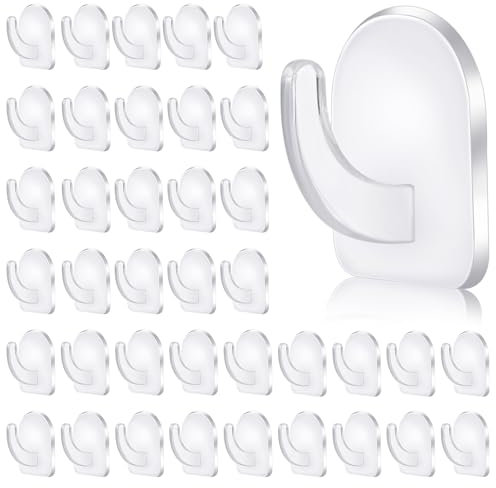 Fantasyon 50 Stück Haken Klebehaken Extra Stark Selbstklebend Transparent Haken Handtuchhalter Handtuchhaken Kleiderhaken Wandhaken Ohne Bohren für Wohnzimmer Küche Badezimmer