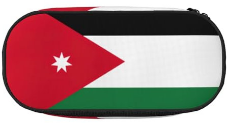 SDEGTHO Federmäppchen mit Jordanischer Flagge, großes Fassungsvermögen, Mehrzweck-Federtasche, tragbares Federmäppchen, Stifteetui für Büro, Schwarz , Einheitsgröße, Taschen-Organizer