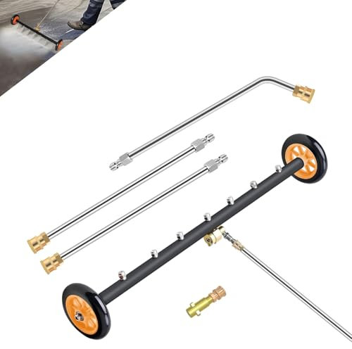 Flächenreiniger für Hochdruckreiniger 2 in 1 Für Reinigen eines Hof-Steinpflasters | Terrasse |Autowaschbürste unterbodenwäsche | Kompatibel Kärcher K 2 bis K 7 Zubehör | 4000 PSI 7 Düsen (orange)