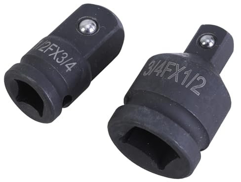 2X Impacts Socket Adapter Set Converts 3/4Inch to 1/2Inch &