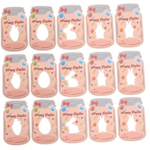 Housoutil 24sätze Osterbastelkarte Aus Papier Mit Transparenter Tüte Grußkarte Für Die Osterzeit Diy-kinderparty-geschenke Osterparty-austausch Für Schule Kreativität Für Junge