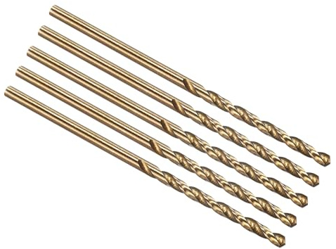 PATIKIL 2mm Drill Bit #47 4341 High-Speed Steel for Thin Metal 5 Pack | Micro Number Small Bits 118° Gold for Soft Thin Metal Steel Wood Acrylic