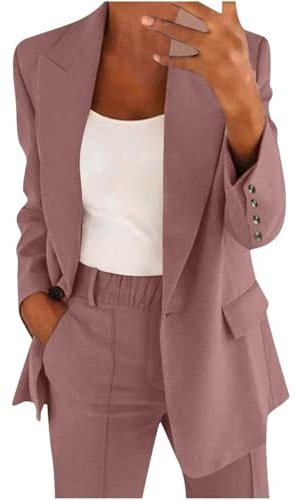 Business Anzug Damen Set große größen - Hosenanzug Langarm Business Anzug | Set Zweiteiler Einfarbig Blazer Hose Festlich Lange Hosenanzüge Sportlich Büro Outfit Sommer Freizeitanzug