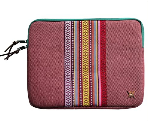 WONDEE Vam Vam Laptoptasche und tablettasche 11,6-12 Zoll Bestickter Stoff und originaler Schlüsselanhänger-Reißverschluss, Laptophülle Kompatibel mit MacBook Air, Chromebook usw