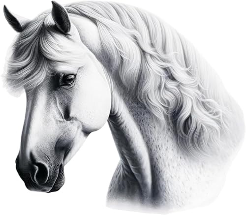 White Horse Head Sticker Decal, Vibrant Vinyl Covers Marks, Weatherproof & Multipurpose: Car, Wall, Glass, Window, Plastic, Toilet, Shower and Bath, 30cm Tall Farm Animal Graphic (Horsewhite, 300mm)
