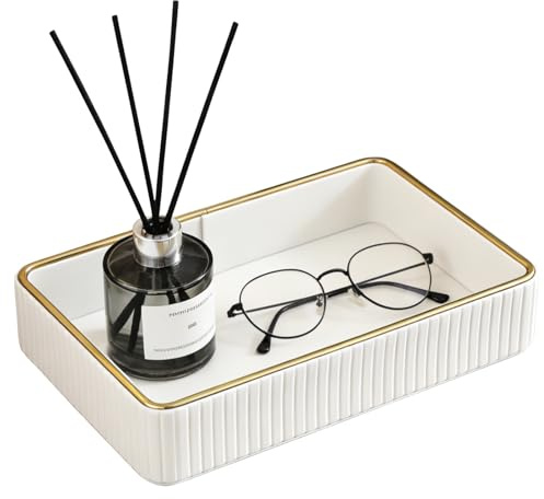 XNONE Bandeja de Valet de Cuero PU, Bandeja Organizadora de Escritorio, Organizador de Mesita de Noche, Plato para Baratijas y Cuenco de Almacenamiento de Llaves, Bandejas Decorativas para Teléfono