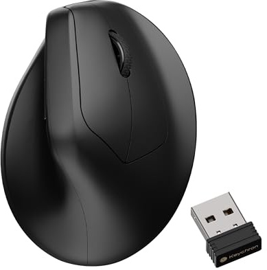 Keychron M5 8K Wireless Ergonomic Mouse, 30K DPI Optical Computer Mice, 2.4 GHz/Bluetooth/Wired with Macro Button 50g Lightweight Ergonomic, Up to 140 Hours Worktime for Laptop macOS/Windows - Black