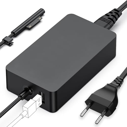 127W Ladekabel Netzteil Ladegerät für Microsoft Surface mit USB Port | Microsoft Surface Book 3/2/1, Surface Laptop Studio 2/1, Surface Pro 11/10/9/8/7+/7/6/5/4/3/X, Surface Laptop 7/6/5/4/3