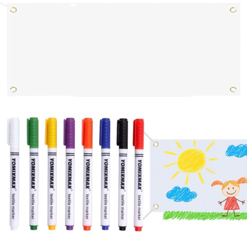 Groß Leeres Banner 180×60cm Banner Selbst Gestalten, Blanko Lang Banner Personalisiert, mit 6m Hängendem Seil und 8 Bürste, für DIY Painting Hochzeit Geburtstag Partys Outdoor