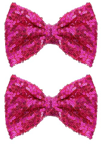 2Pcs Hot Pink Hair Bows, Shimmeroo Sparkly Sequin Barrettes with Alligator Clips,Hair Accessories for Girls Kids Women Birthday Party Party Dress