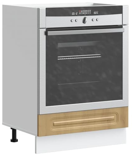 SooIarix Kalmar Artisan Oak Hob Cabinet, 60 x 46 x 81.5 cm, Kitchen Cabinet with Adjustable Feet, Space-Saving Fitted Kitchen for Oven and Microwave