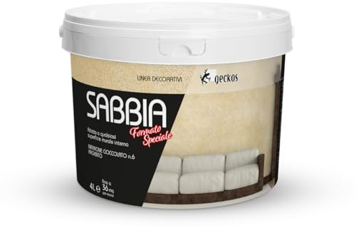 GECKOS Pittura Decorativa per Interni Effetto Sabbia 4 LT Vernice Murale Pronta all’Uso per Pareti Finitura Sabbiata Facile Applicazione Ideale per Soggiorno E Camera Da Letto