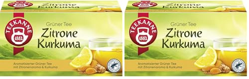 TEEKANNE Grüner Tee Zitrone‑Kurkuma 35g – spritzig-frischer Grüntee mit Zitronenaroma & milder Kurkuma‑Würze, Rainforest‑Alliance-zertifiziert, vegan, glutenfrei, laktosefrei, aromafrisch verpackt