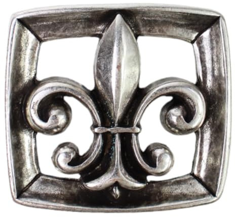 FRONHOFER Gürtelschnalle mit französischer Lilie, altsilber, 4 cm Gürtelriemen, 18077, Größe:One Size, Farbe:Silber