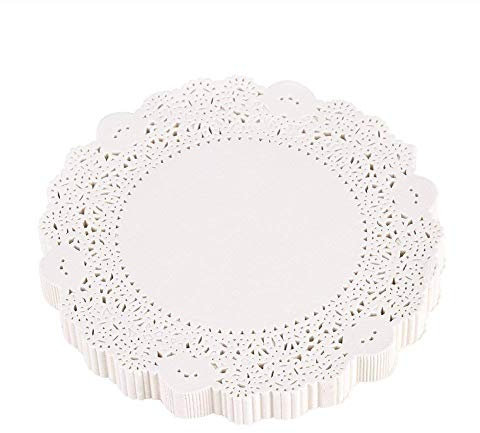 Yosoo 180 Pcs Blondas de Encaje de Papel Redondas Tapetes de Papel Ahuecados Vintage Papel Almohadillas de Embalaje Decoración de Vajilla de Boda Conjunto Multi Size(8.5 pulgadas)