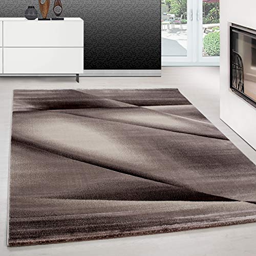 Teppium Moderner Kurzflor Teppich Wohnzimmer 120 x 170 cm Braun - Flauschiger Teppich Waschbar, Abstrakt Design, Pflegeleicht, Weich - Ideal für Schlafzimmer, Esszimer und als Küchenteppich