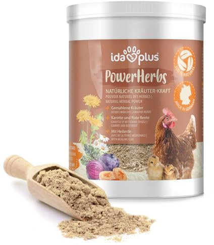 Ida Plus – PowerHerbs 500 g – Mischung aus 19 wertvollen Kräutern – für Verdauung bei Hühnern – ausgewogenes Futter für alle Geflügelarten - 100% natürlich für die Gesundheit der Tiere