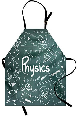 ABAKUHAUS Gekritzel Kochschürze, Physik-Wissenschafts-Bildungs-Thema-mathematische Formel-Gleichung auf Schulbehörde, Farbfest Höhenverstellbar Waschbar Klarer Digitaldruck, Armeegrün Weiß