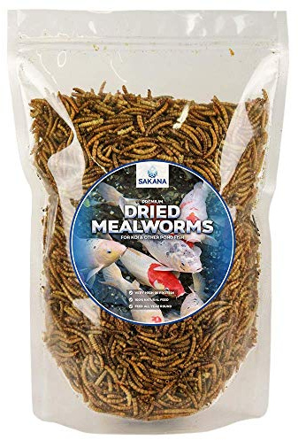 SAKANA Dried Mealworms | Premium Quality Aquatic Pond Fish Food | High Protein & Energy, Balanced Diet Feed | Contains Nutritious Minerals and Vitamins | Easily Digestible, Year-Round Snack (1kg)