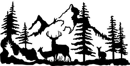 SUPERSTICKI Hirsch Landschaft Wald Berge ca 80 cm Tuning Decal Racing Sport Aufkleber Autoaufkleber Wandtattoo
