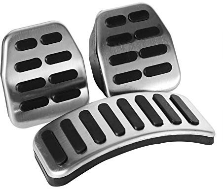 MT Pedalkappen Fußstütze, Edelstahl Fußstütze Bremse Pedalkappen, Auto Pedale, Fuß Pads Bremse Schutzpolster with Rubber Pull Tabs Edelstahl Manual MT Manueller Pedalsatz Manuelles Pedal Set