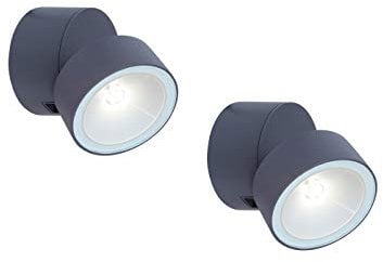 LUTEC Kleine LED Außenwandleuchten im 2er Set mit schwenkbarem Kopf aus Aluminium in Anthrazit, 8,7cm∅, IP54