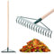 KADAX Rechen, breite Harke für Garten, Beet, Rasen, Gartenharke, Bügelrechen, Rasenrechen aus Metall, Laubrechen, Laubbesen, Gartengerät, Heurechen, Gartenwerkzeug (16 Zinken, Holzstiel)
