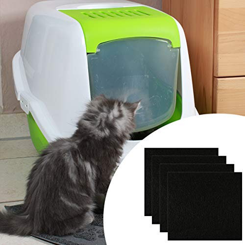 4 PCS Replacement Cat Litter Boxes Filters Cat Litter Pans Odor Activated Carbon Filters for Hooded Cat Litter Tray Toilet Litter Pans Filters Odor Filters