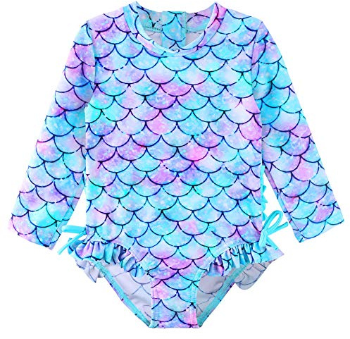 XFGIRLS Maillot de Bain Slip Une pièce à Manches Longues Anti-UV pour Fille de 0 Mois à 6 Ans