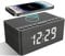 ANJANK Wooden Alarm Clock Bedside with FM Radio,10W Super Fast Wireless Charger Station for Iphone/Samsung Galaxy/Other Smart phone,USB Charging Port,Mains Powered,5 Level Digital Dimmable Led Display