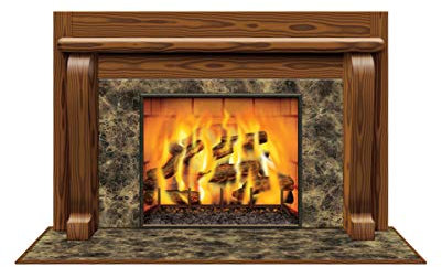 Horror-Shop Kamin mit Feuer Deko Wandfolie 160x97cm als Raumdeko