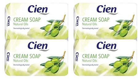 Cien Cremeseife Olive mit Olivenöl, ohne Mikroplastik, vegan, 4er-Pack, 4 x 150 g (= 600 g)