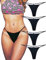 Coton Dos en T String Ficelle pour Femme en Sexy Tanga sans Couture Culottes Lot de 4 (Le Noir, Medium)