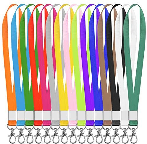 Fodlon 15pcs Cordino da Collo con Clip, Porta Badge da Collo Lanyard, Nylon Laccio da Collo Cordino, Badge Per ID Carta, Portanome, Portachiavi, Fotocamera, Telefono Cellulare (Colorato)