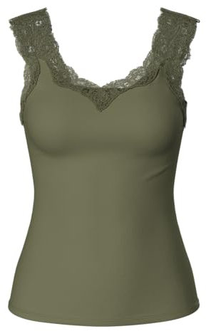 PIECES Damen Pcbarbera Lace Noos Top, Deep Lichen Green, M EU