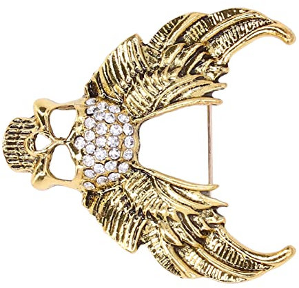 Broche Femme Vetement, Broche tête de mort en, perceuse crâne broche personnalité mode Unique pour costume pour manteau(Or ancien) Broche Homme Broche Bijoux