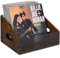 Yuzehuaza Vinyl-Schallplatten-Aufbewahrungshalter, trapezförmige LP-Vinyl-Schallplattenkiste mit Griff, Holz und Metall, Album-Aufbewahrung, Schreibtisch-Organizer-Box für Bücher, Akten, rustikales